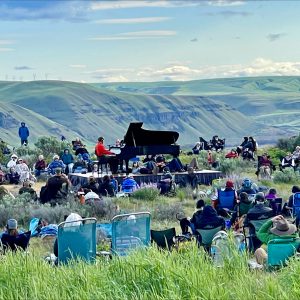 IN A LANDSCAPE: Classical Music In The Wild 18 Hunter Noack from IN A LANDSCAPE playing classical music on piano outdoors at Maryhill Museum of Art